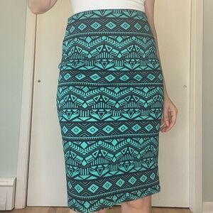 Blue-green geometric skirt